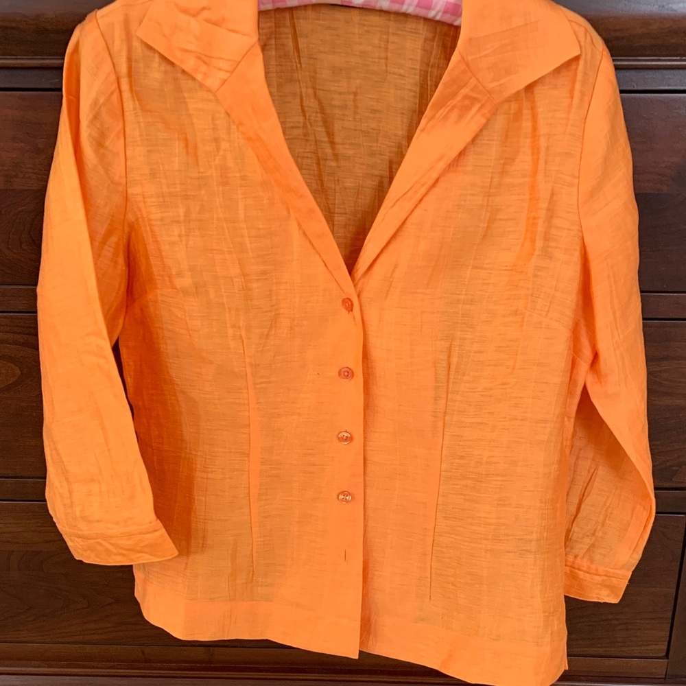 Investments Orange linen Women's Top
